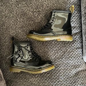 Doc Marten Girls Black Patent Combat Boots